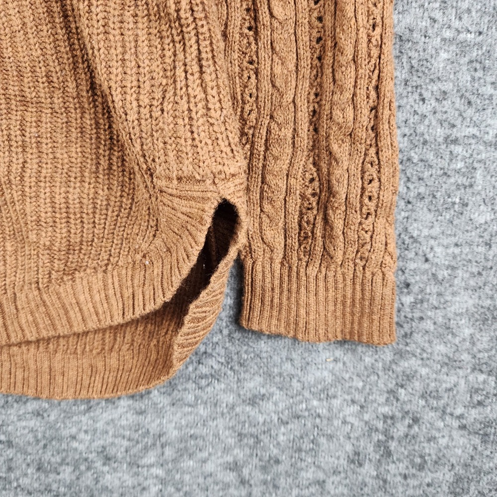 Sonoma Pullover Sweater Womens Large Brown Cable Knit Pointelle Raglan Sleeve - Picture 3 of 7